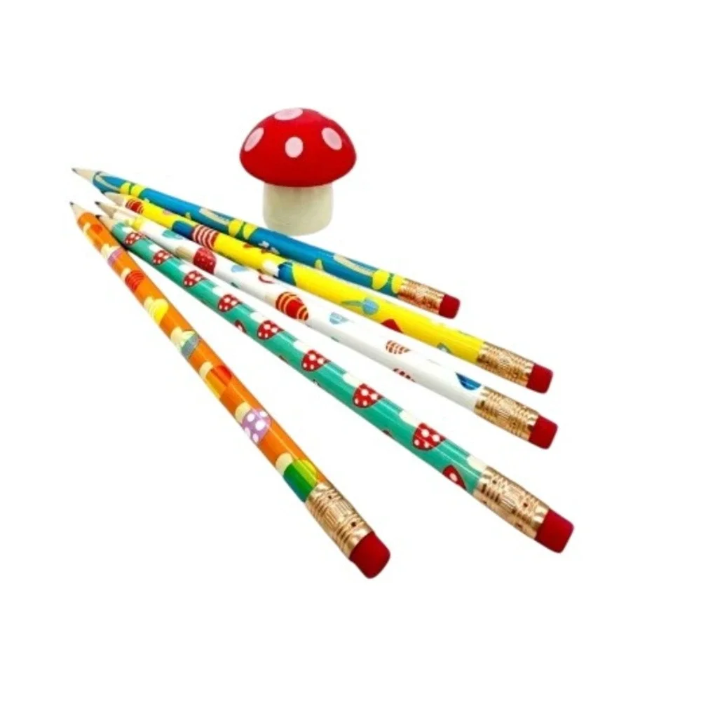 Snifty Writer's Workshop Mushroom 15 Pencil Set with Sharpener and Eraser Cap